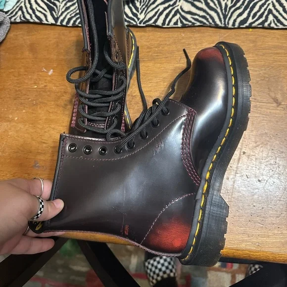 Dr. Martens Burgundy Combat Boots - Picture 8 of 10